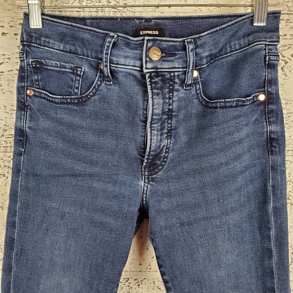 Express Denim Jeans Gray Blue Casual Skinny Mid Rise Size 4R Pants Lot of 2 - Picture 2 of 9